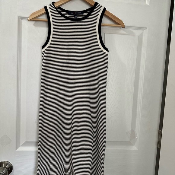 One Clothing Black and White Halter Sheath Midi Dress - Picture 2 of 4